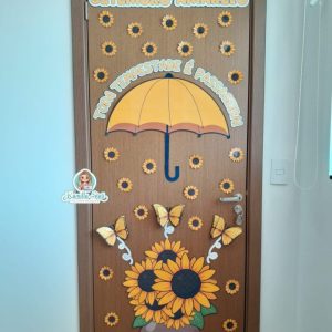 Decoração de porta: setembro amarelo girassol