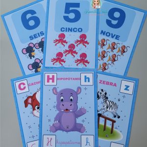 Kit alfabeto e números de parede animais