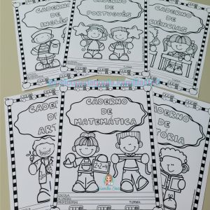 Capa de caderno: matérias para colorir