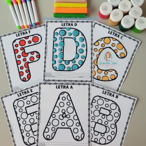 Alfabeto de bolinhas para enfeitar e pintar