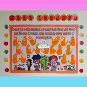 Mural das mãozinhas Maio Laranja