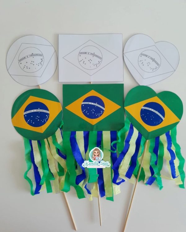 Palitoche bandeira do Brasil com crepom - Imagem 5