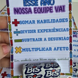 Cartãozinho para equipe escolar