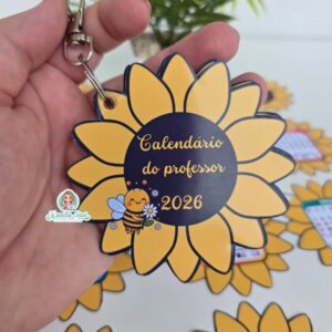 Chaveiro calendário girassol 2026