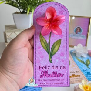 Cartão para presilha flor - Dia da Mulher