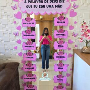 Espelho das afirmações dia das mães rosa
