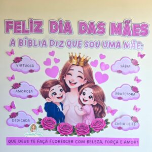 Painel dia das mães rosas cristão